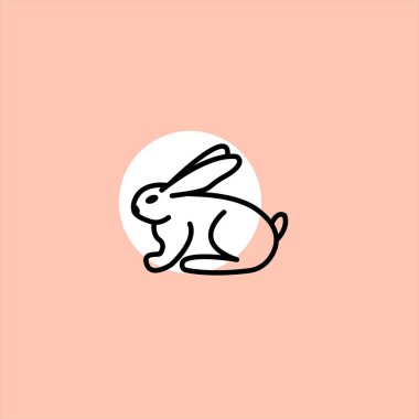 tavşan düz vektör simge renkli arka plan üzerinde