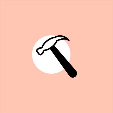 renkli arka plan üzerinde çekiç düz vektör simgesi