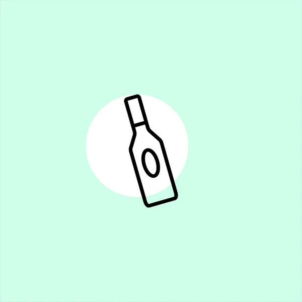 Vodka Fles Platte Vector Pictogram Kleurrijke Achtergrond — Stockvector