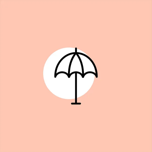 Parapluie Plat Vecteur Icône Sur Fond Coloré — Image vectorielle