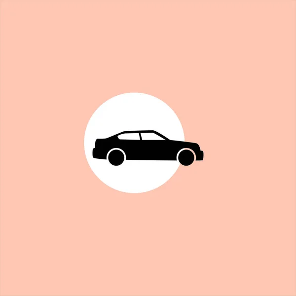 Schwarzes Auto Symbol Auf Rosa Hintergrund — Stockvektor