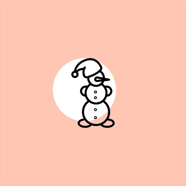 Значок Снеговика Цветном Фоне — стоковый вектор