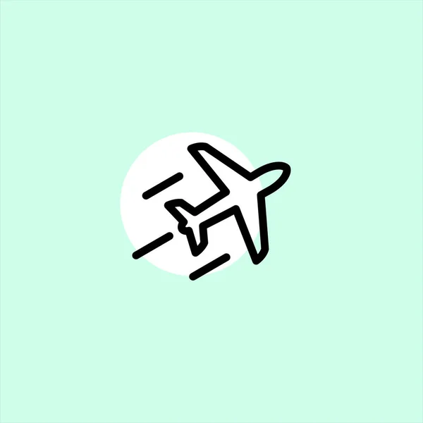 Avião Plano Vetor Ícone Fundo Colorido —  Vetores de Stock