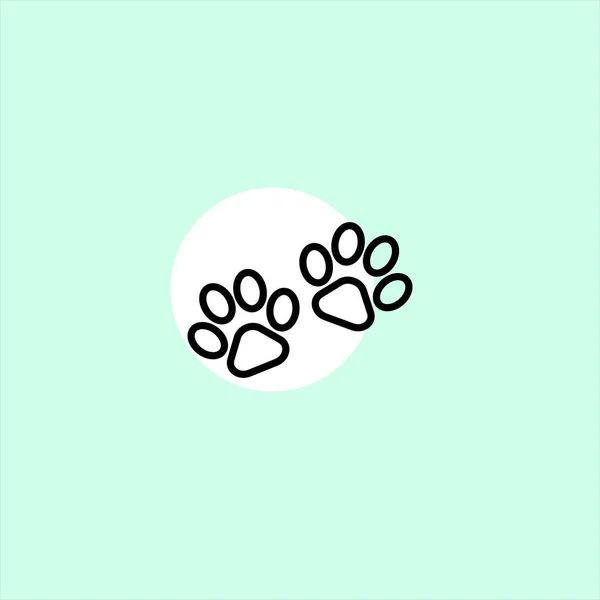 Cat Footprint Flat Vector Icon Colorful Background — Stock Vector