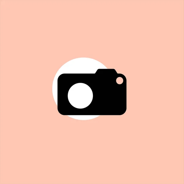 Icône Vecteur Plat Caméra Sur Fond Coloré — Image vectorielle