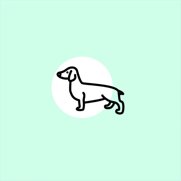 カラフルな背景のダックスフント犬フラット ベクトル アイコン — ストックベクタ