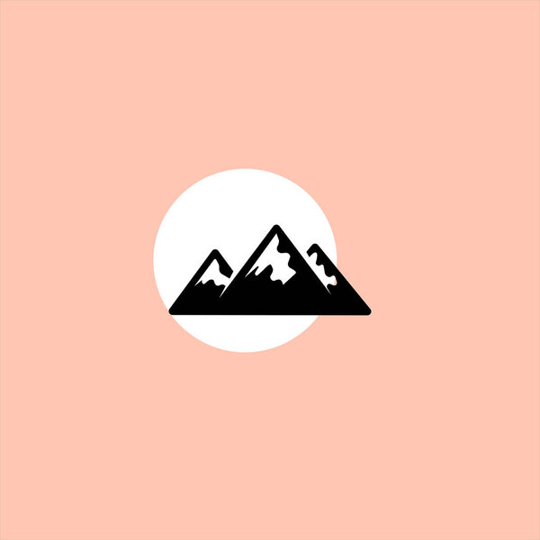 mountain flat vector icon on colorful background