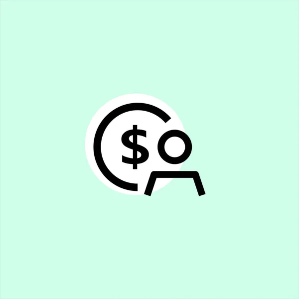 Persona Dólar Icono Vector Plano Sobre Fondo Colorido — Vector de stock