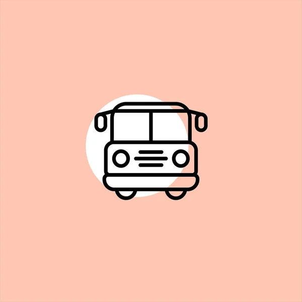 Okul Otobüsü Düz Vektör Simge Renkli Arka Plan Üzerinde — Stok Vektör