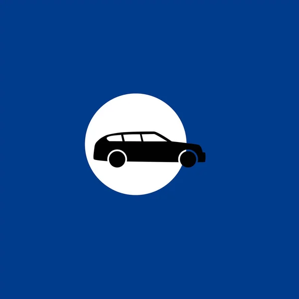 蓝色背景上的黑色汽车图标 — 图库矢量图片