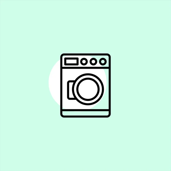 Çamaşır Makinesi Düz Vektör Simge Renkli Arka Plan Üzerinde — Stok Vektör