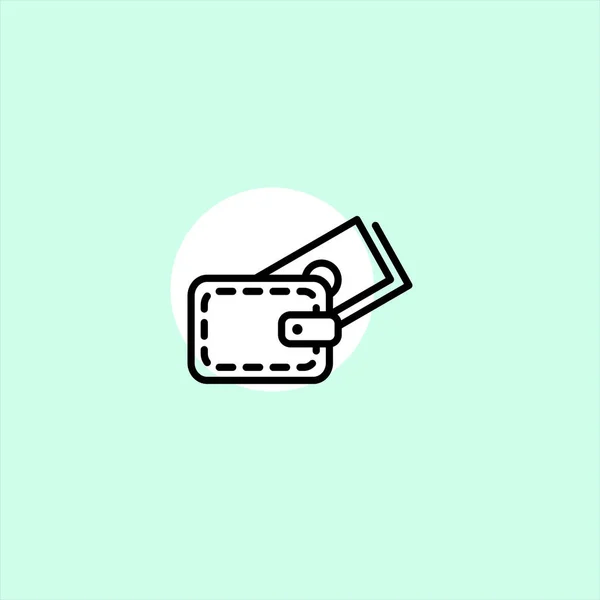 Billetera Con Dinero Icono Vector Plano Sobre Fondo Colorido — Vector de stock