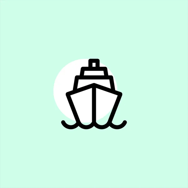 Κρουαζιέρα Πλοίο Επίπεδη Διάνυσμα Εικονίδιο Πολύχρωμο Φόντο — Διανυσματικό Αρχείο