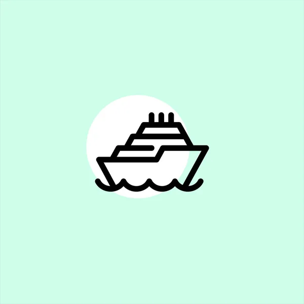 Bateau Croisière Vecteur Plat Icône Sur Fond Coloré — Image vectorielle