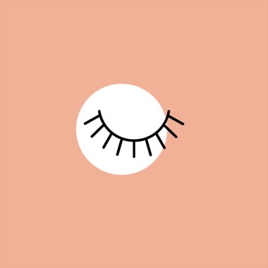 renkli arka plan üzerinde kapalı göz düz vektör simgesi