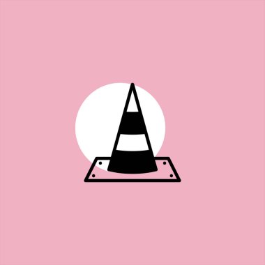 renkli arka plan üzerinde inşaat koni düz vektör simgesi