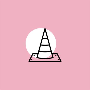 renkli arka plan üzerinde inşaat koni düz vektör simgesi