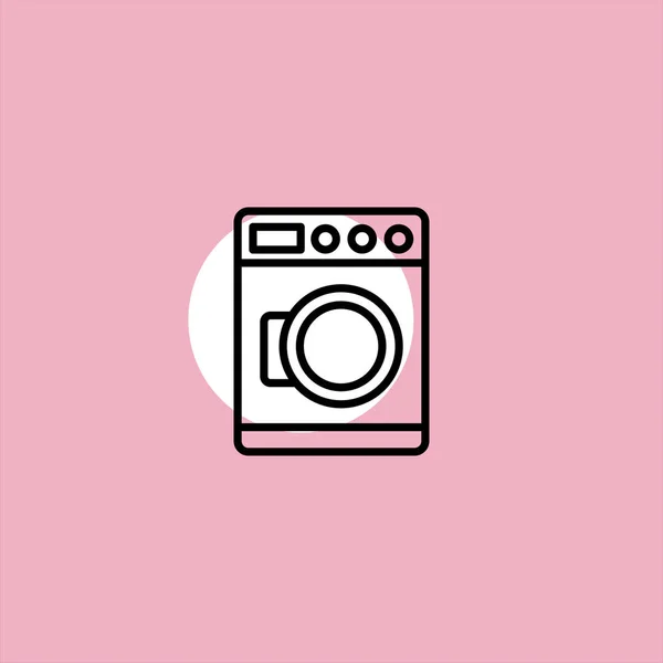 Wasmachine Platte Vector Pictogram Kleurrijke Achtergrond — Stockvector