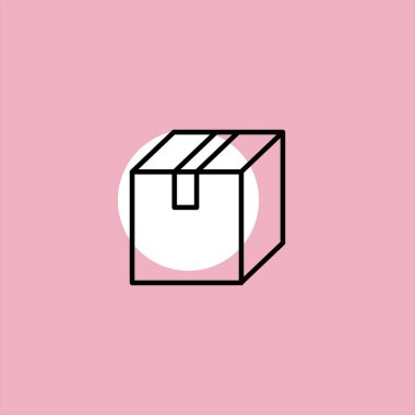 renkli arka plan üzerinde ambalaj kutusu düz vektör simgesi 