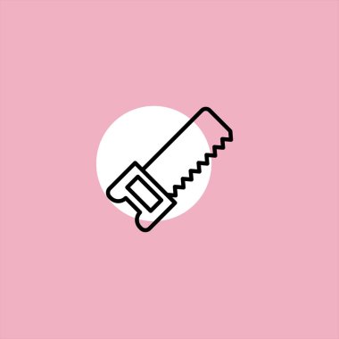 el testeresi düz vektör simge renkli arka plan üzerinde