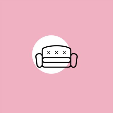 renkli arka planda kanepe düz vektör simgesi