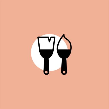 renkli arka plan üzerinde boya araçları düz vektör simgesi