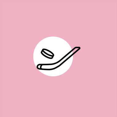 renkli arka planda buz hokeyi düz vektör simgesi 