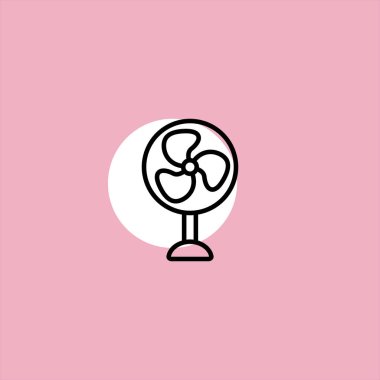 renkli arka planda Elektrikli fan düz vektör simgesi