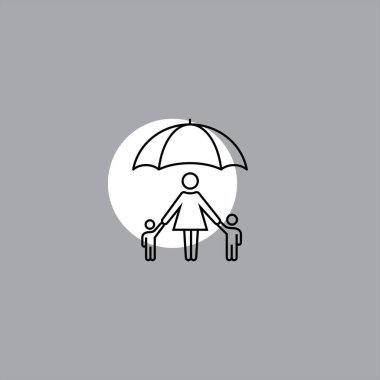 renkli arka plan üzerinde çocuklu anne düz vektör simgesi 