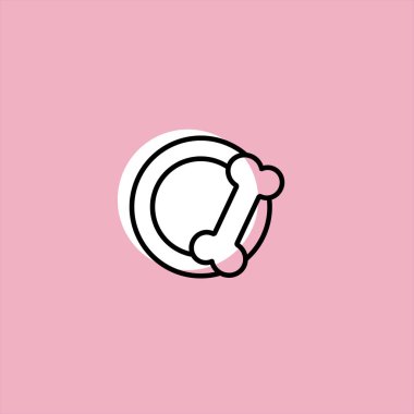 renkli arka plan üzerinde kemik düz vektör simgesi ile kase