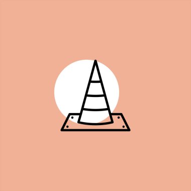 renkli arka plan üzerinde inşaat koni düz vektör simgesi