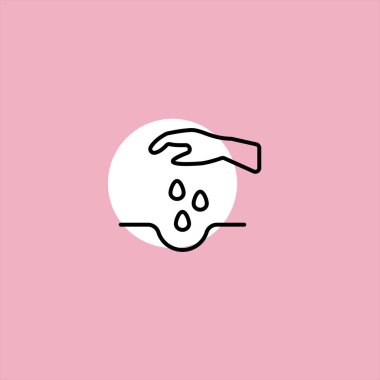 renkli arka plan üzerinde el fide silik düz vektör simgesi