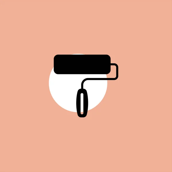 paint roller flat vector icon on colorful background