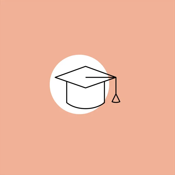 Graduation Hat Flat Vector Icon Colorful Background — Stock Vector