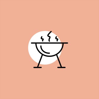 Barbekü düz vektör simge renkli arka plan üzerinde