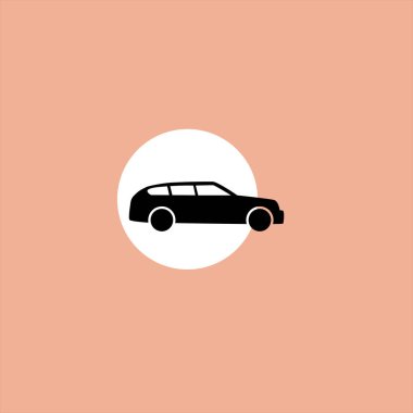 Araba düz vektör simge renkli arka plan üzerinde