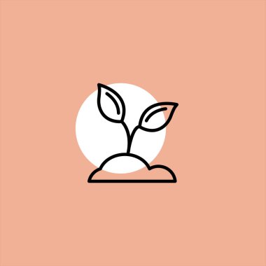 renkli arka plan üzerinde toprak düz vektör simgesi büyüyen bitki