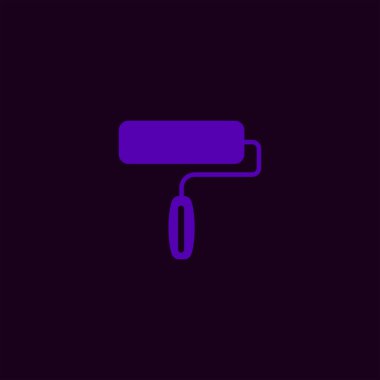 renkli arka plan üzerinde boya rulo düz vektör simgesi