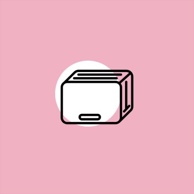 ekmek kızartma makinesi düz vektör simge renkli arka plan üzerinde