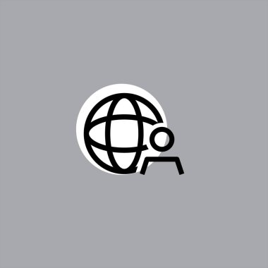 küresel iş konsepti, renkli arka planda düz vektör simgesi 