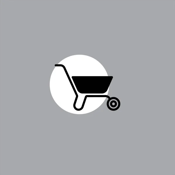 Kruiwagen Platte Vector Pictogram Kleurrijke Achtergrond — Stockvector