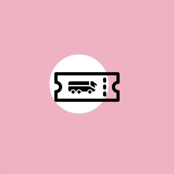 Bus Ticket Platte Vector Pictogram Kleurrijke Achtergrond — Stockvector