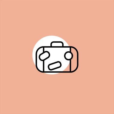 renkli arka plan üzerinde Bagaj düz vektör simgesi