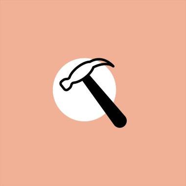 renkli arka plan üzerinde çekiç düz vektör simgesi