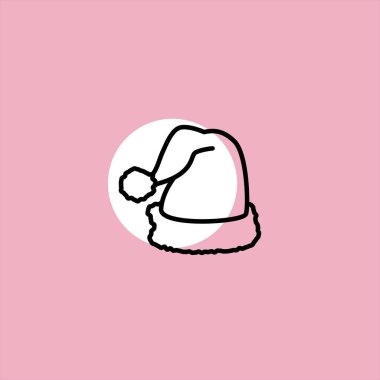 Renkli arka planda Noel şapkası düz vektör simgesi 