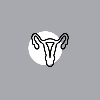 renkli arka plan üzerinde rahim düz vektör simgesi 