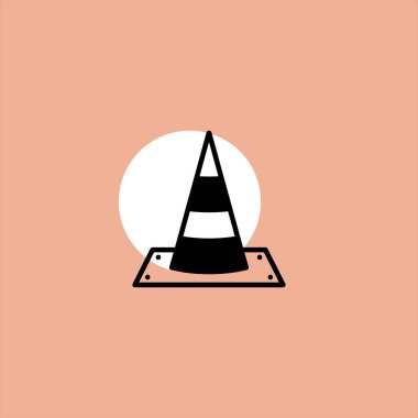 renkli arka plan üzerinde inşaat koni düz vektör simgesi