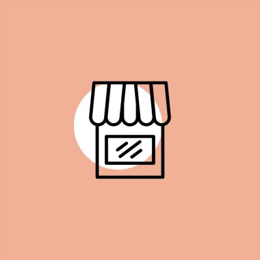 renkli arka plan üzerinde piyasa düz vektör simgesi 