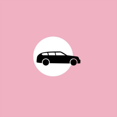 Araba düz vektör simge renkli arka plan üzerinde