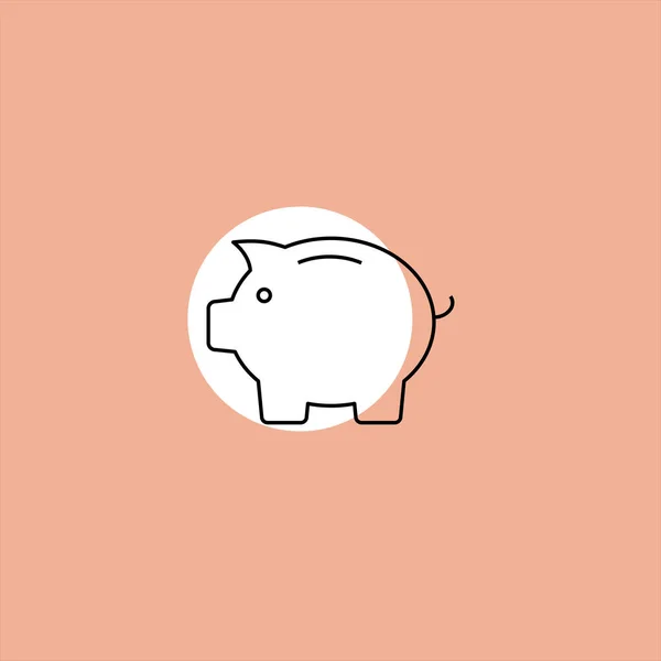 Piggybank Icono Vector Plano Sobre Fondo Colorido — Archivo Imágenes Vectoriales